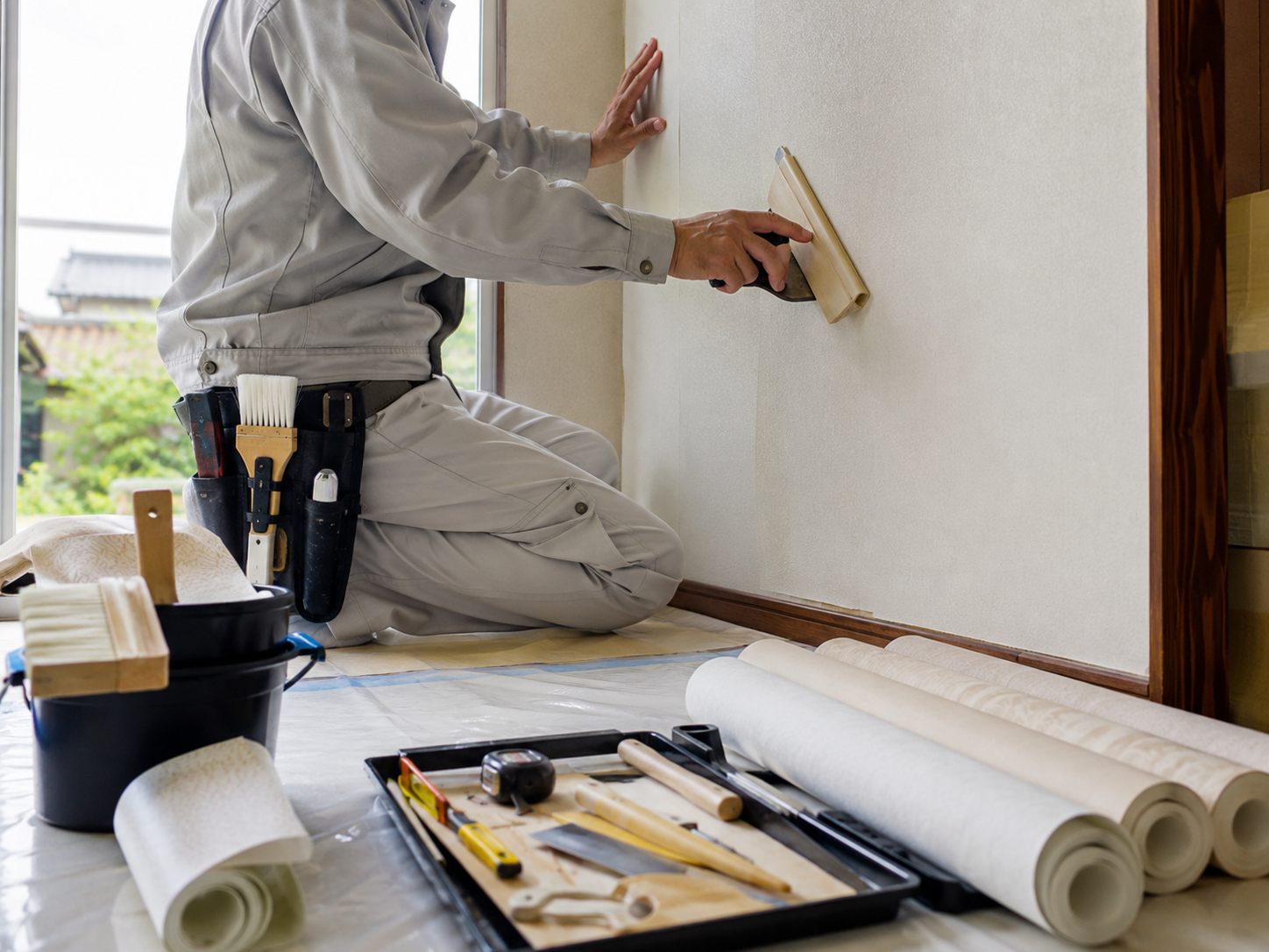 内装工事をする作業員